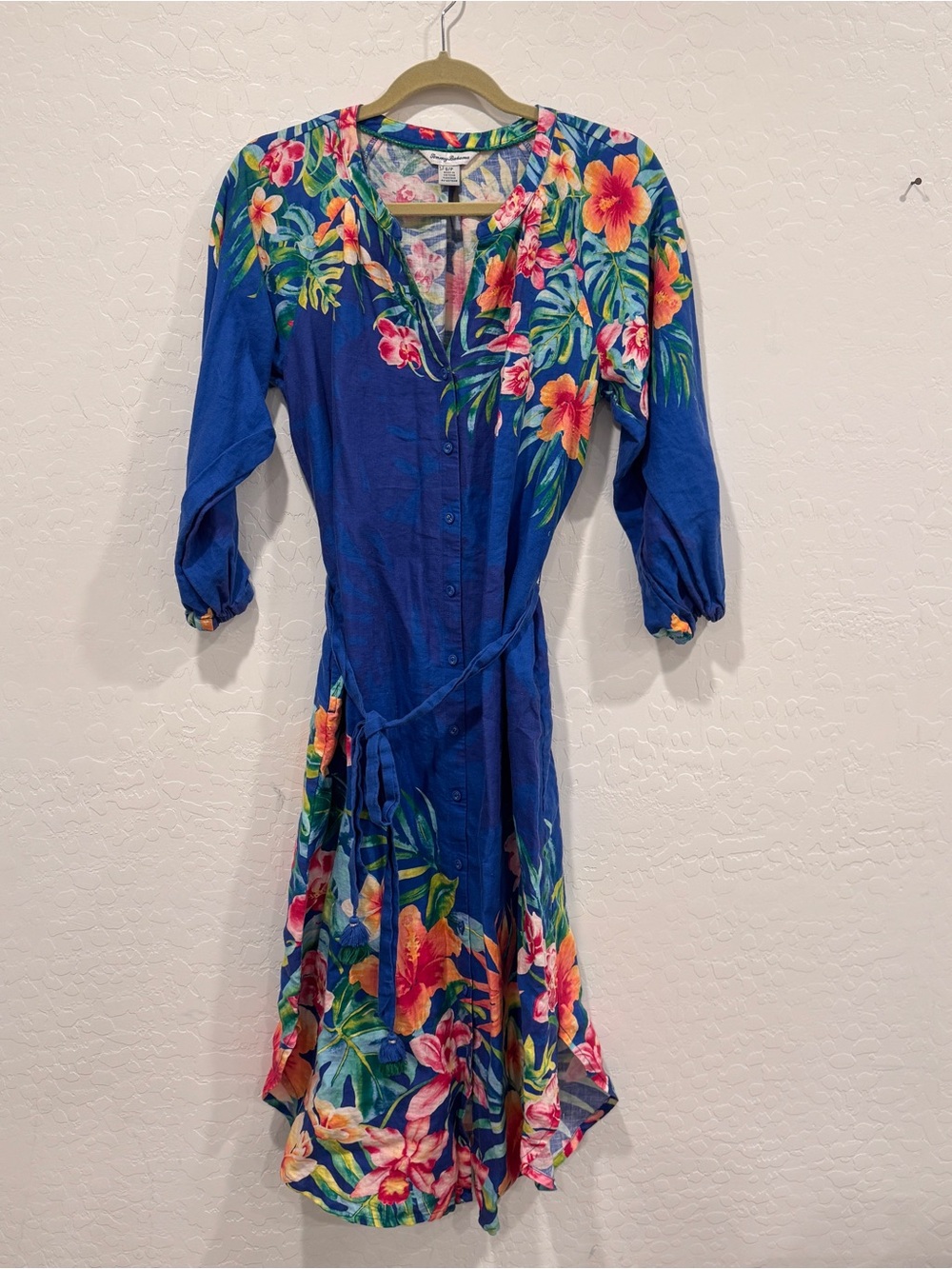 Tommy Bahama Tropical Floral Button-Front Dress Womens Small Resort Beach